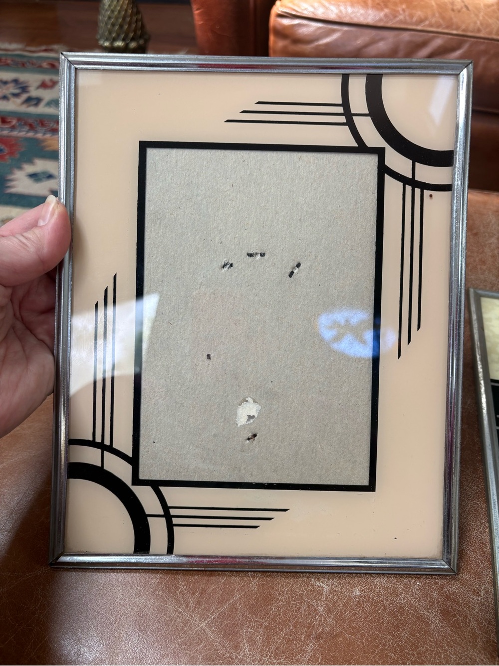 Lot of 2 Art Deco Vintage 1920s Glass Picture Frame 10x8 20s Metal Frame Antique - Picture 6 of 10
